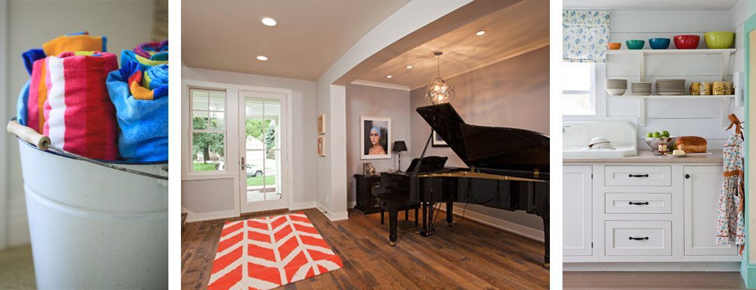 Wide Plank Flooring With Piano And Cabinets