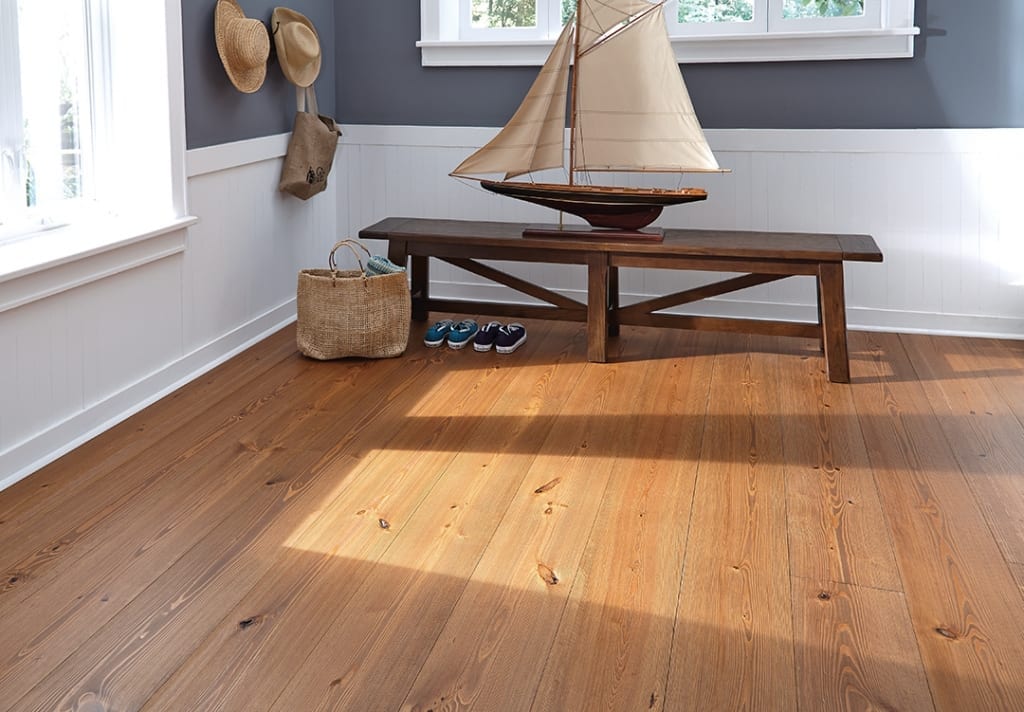 heart pine flooring in entry