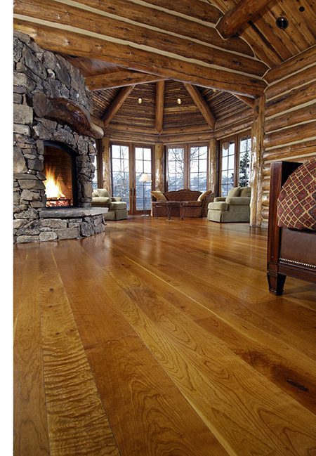 Cherry hardwood flooring in a Wyoming living room