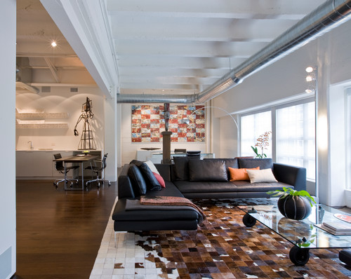 Dark Floor in contemporary living room