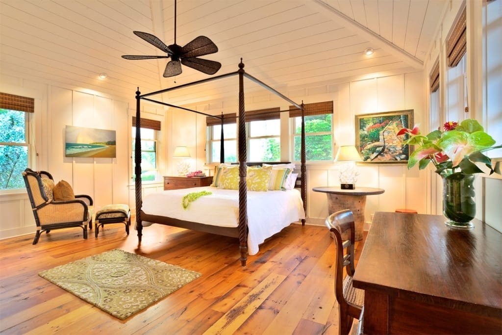 milled barnwood flooring in bedroom