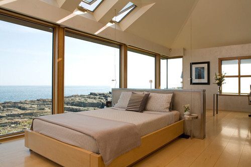 Wide Plank Flooring In Modern Bedroom
