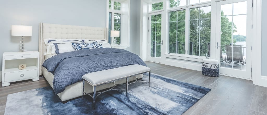Carlisle Optimistic Stone Flooring in Blue Bedroom Lake view