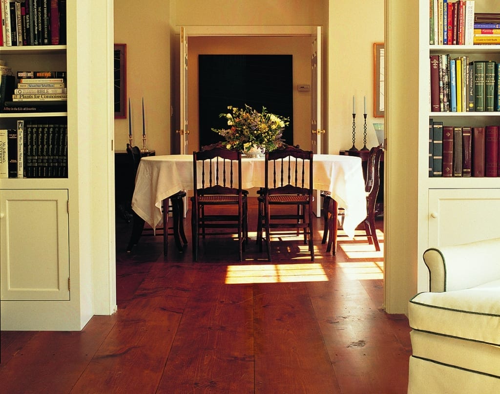 eastern white pine floor in dining room